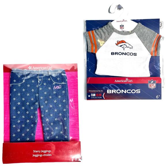 American Girl Doll NFL Denver BRONCOS FAN TEE + STARRY JEGGINGS Football Outfit - Picture 13 of 13